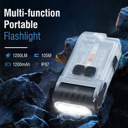 High end new Boruit v20 Lighting V15 white fluorescent mini keychain flashlight magnetic work light outdoor strong light flashli