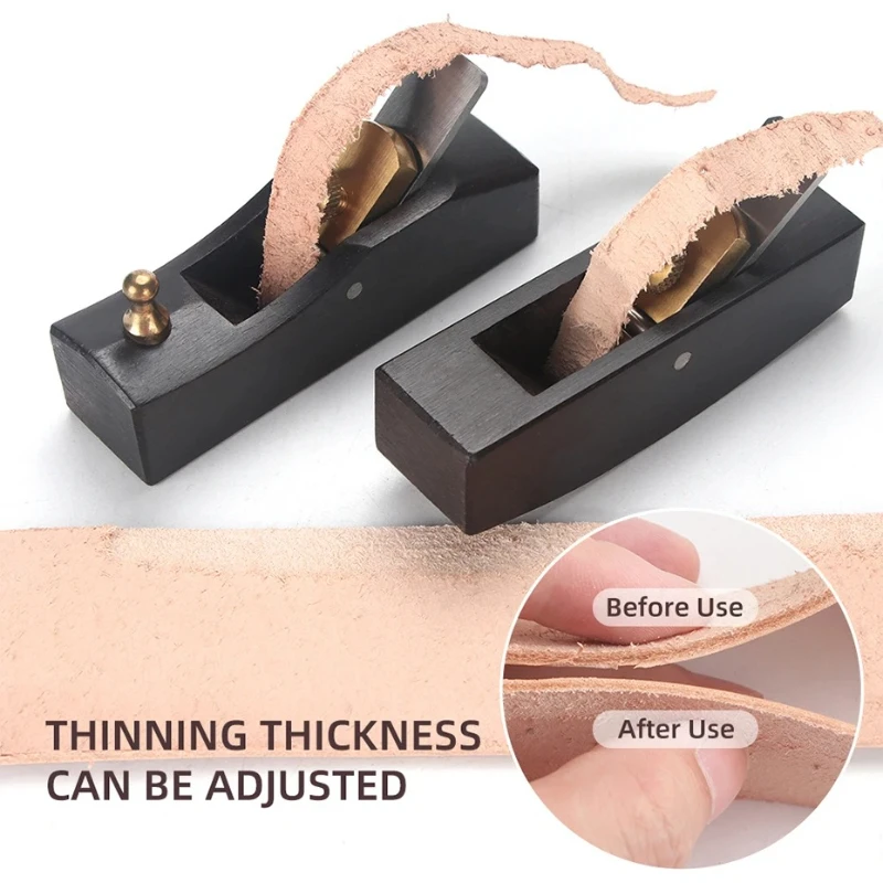

Ebony Mini Leather Skiving Plane Arc Leather Edge Trimming Flat Arc Plane DIY Craft Leather Skiving Peeling Tool Hand Planer