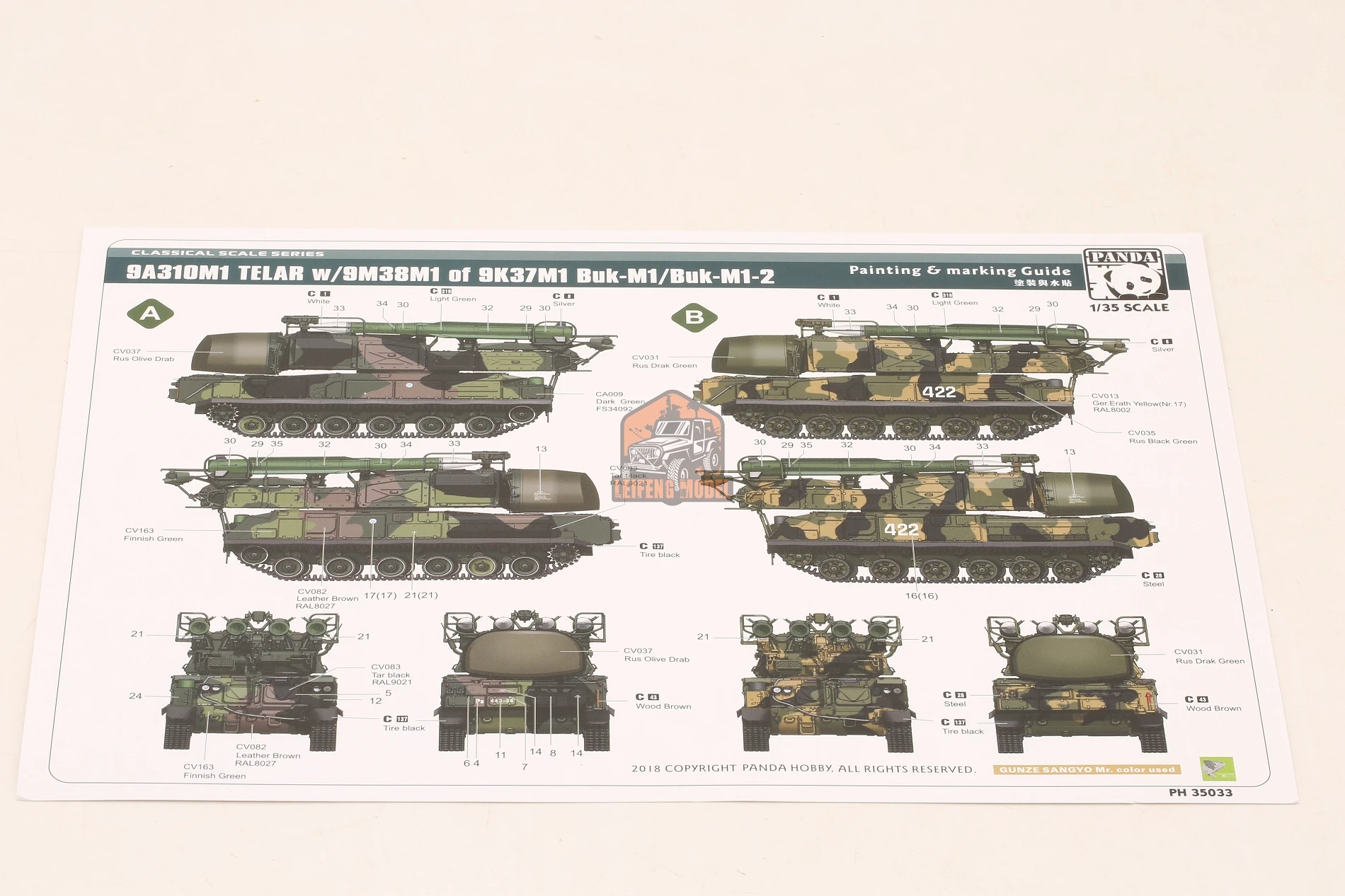 Panda PH35033 1/35 9A310M1 Telar w/9M38M of 9K37M BUK-M1 Model Kit