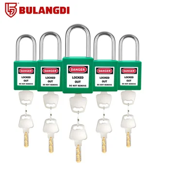 ABS 플라스틱 보안 자물쇠, 나일론 절연 스틸 샤클 안전 자물쇠, 레드 옐로우 그린 블랙 블루, 5 개 