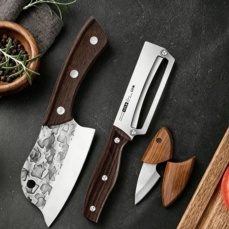 WXCOO Meat Cleaver Peeler Handmade Forged Kitchen Knife Hammered Cutting Knife Stainless Steel Fish Killing Mini Knife