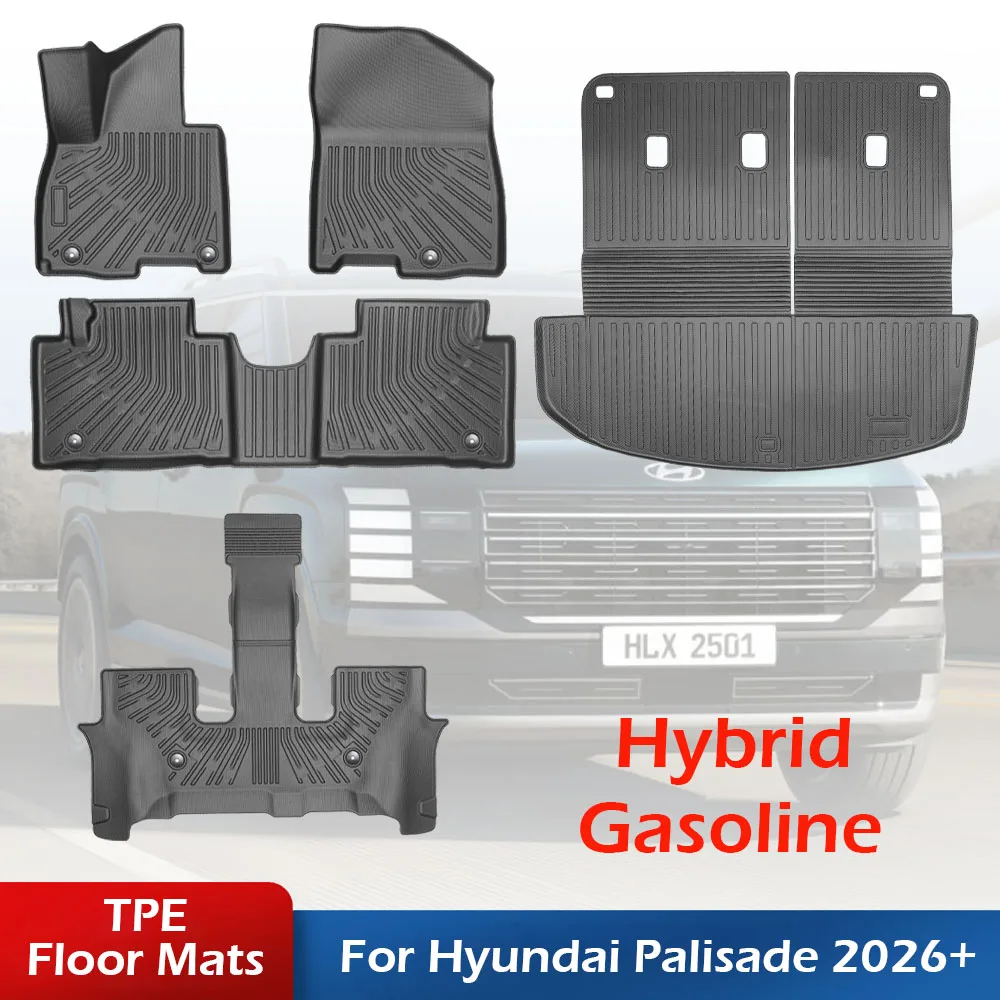

Для нового Hyundai Palisade 2025 2026 7/9 местный гибридный/топливный TPE всепогодные напольные коврики коврик в багажник с накладкой на спинку сиденья аксессуар