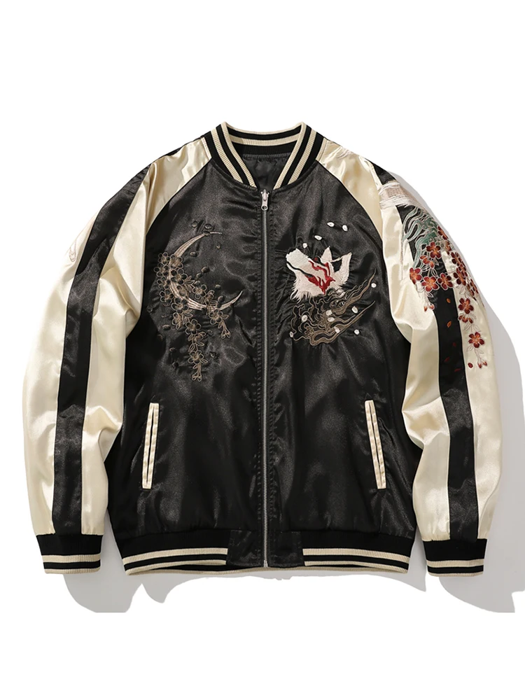 Spring Autumn Heavy Industry Horizontal Yokohama Jacket Baseball Style Youth  Culture Embroidered Nine-Tailed  Coat