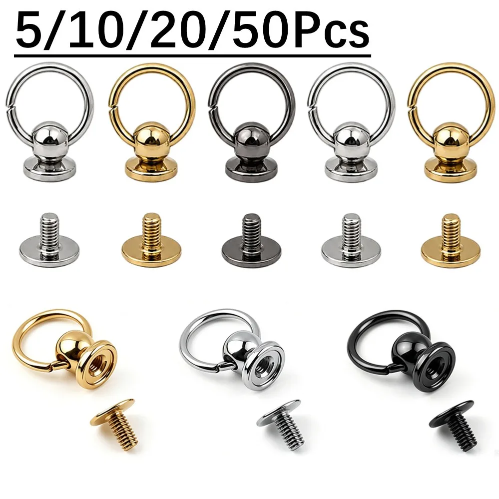 5/20/50Pcs O-shape Pull Ring Stud for Leather Craft Phone Case Decoration Accessories Screwback Screw Rivet Stud Handbag Buckle