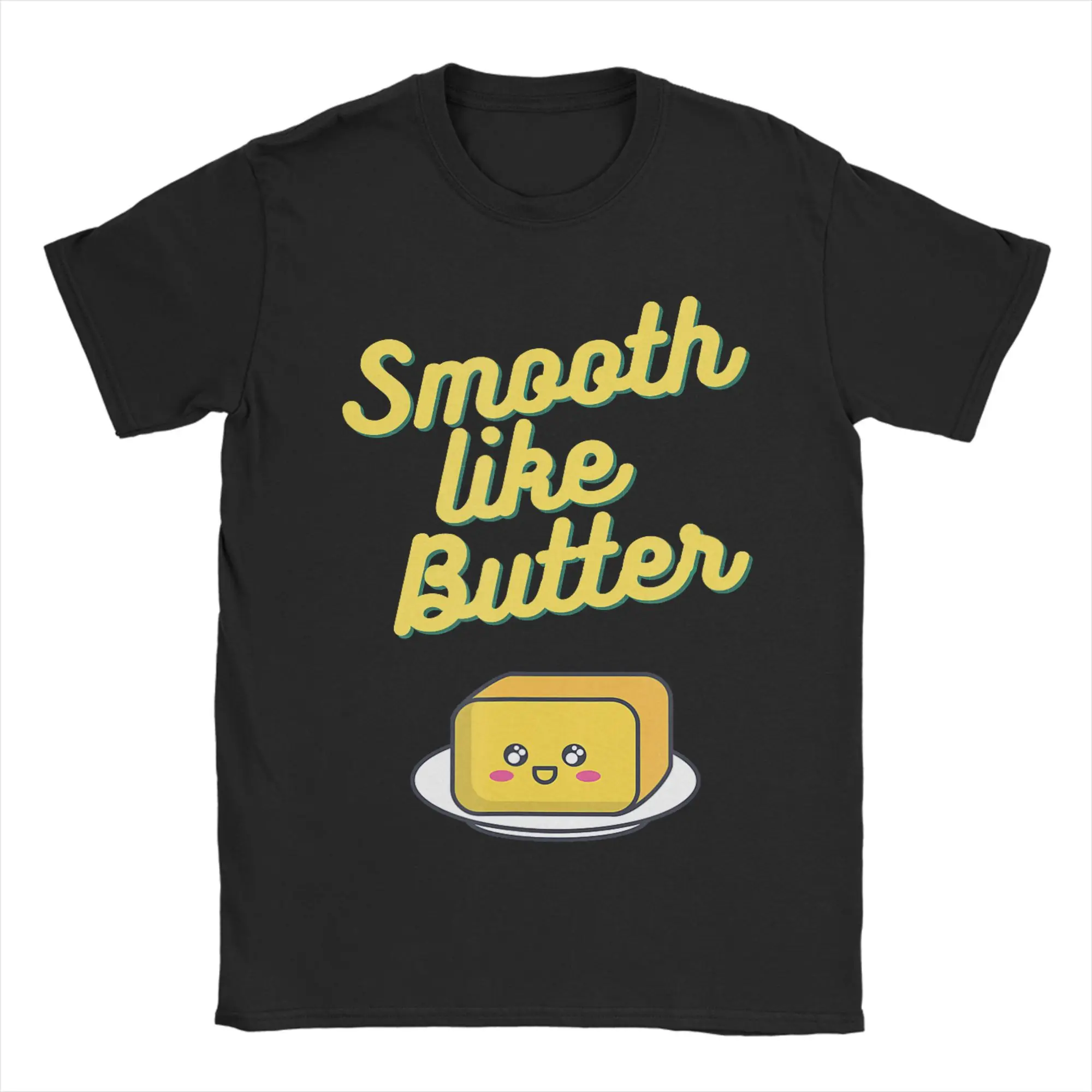 Smooth Like Butter T Shirts for Men Pure Cotton Funny T-Shirt Round Collar  Tees Short Sleeve Tops Plus Size