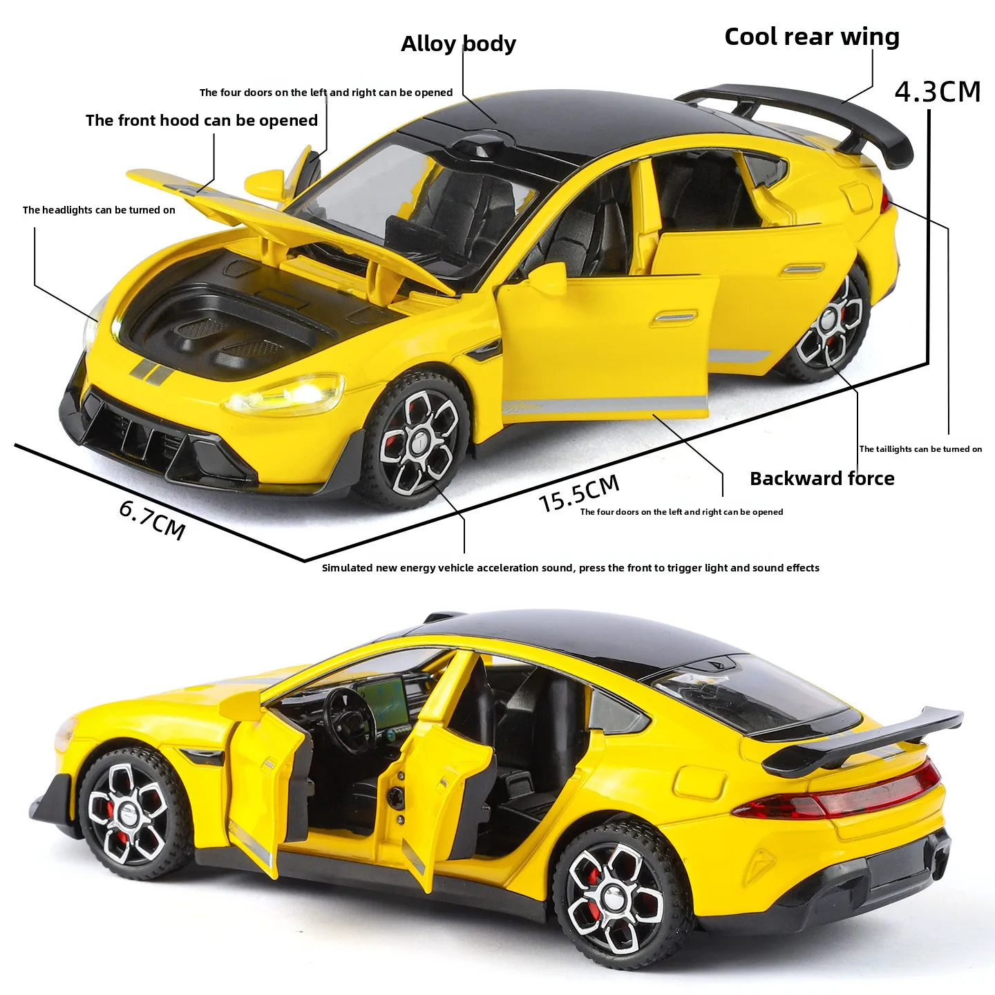 Modèle de voiture de sport en alliage SU7, Simulation 1: 32, son et lumière, nouvelle Collection avancée d'énergie, ornement, cadeau d'anniversaire pour enfants