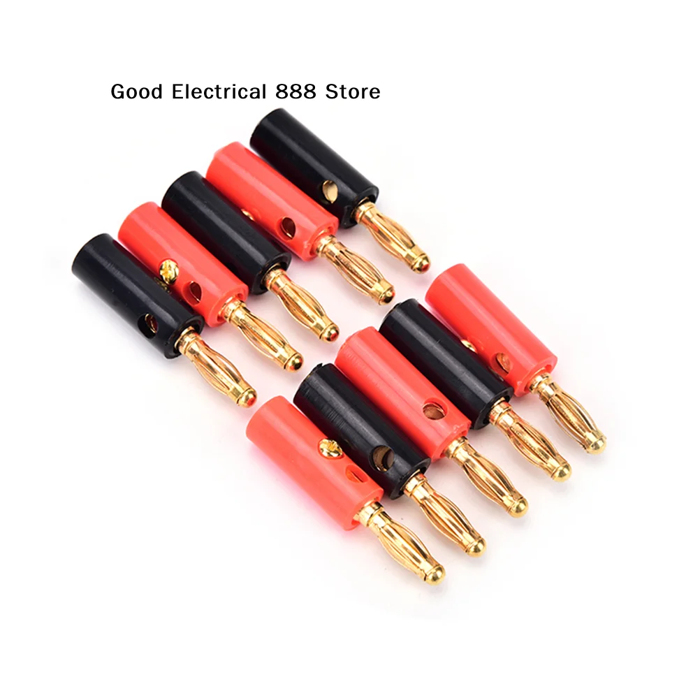 【GE】10pcs/lot Gold Plated 4mm Banana Plug Connector Banana Plugs for Audio Video Speaker Amplifier Adapter Terminal