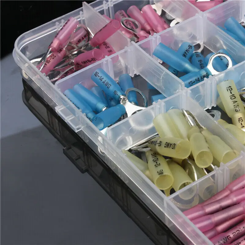 240pcs Crimp Terminal Assorted Electrical Wire Cable Connector Kit Crimp Insulated Ring Fork Spade Butt Set 10-22AWG