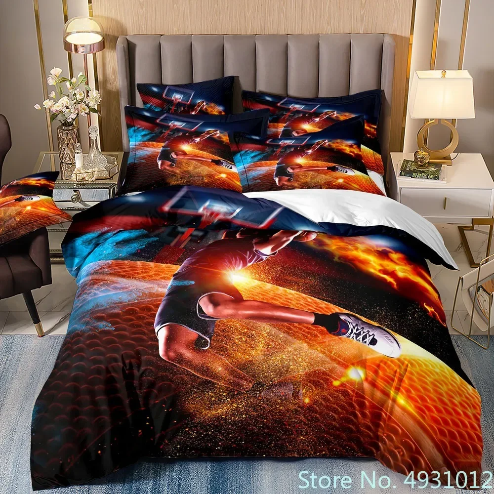 

Cozy Bedding Set with Basketball Starry Sky Slam Dunk 3D Print Duvet Cover for Child Kids Teens Adult Home Textile Quilt Cover