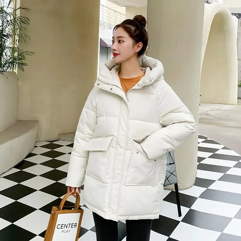 Women's jacket winter cotton-padded warm coat 2023 fashion long pocket hooded parka South Korea loose women's wear