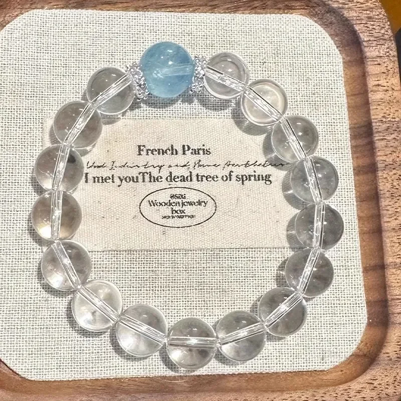 Aquamarine White Crystal Bracelet Women's 2025 New Popular Light Luxury Niche Premium Sense Valentine's Day Gift for