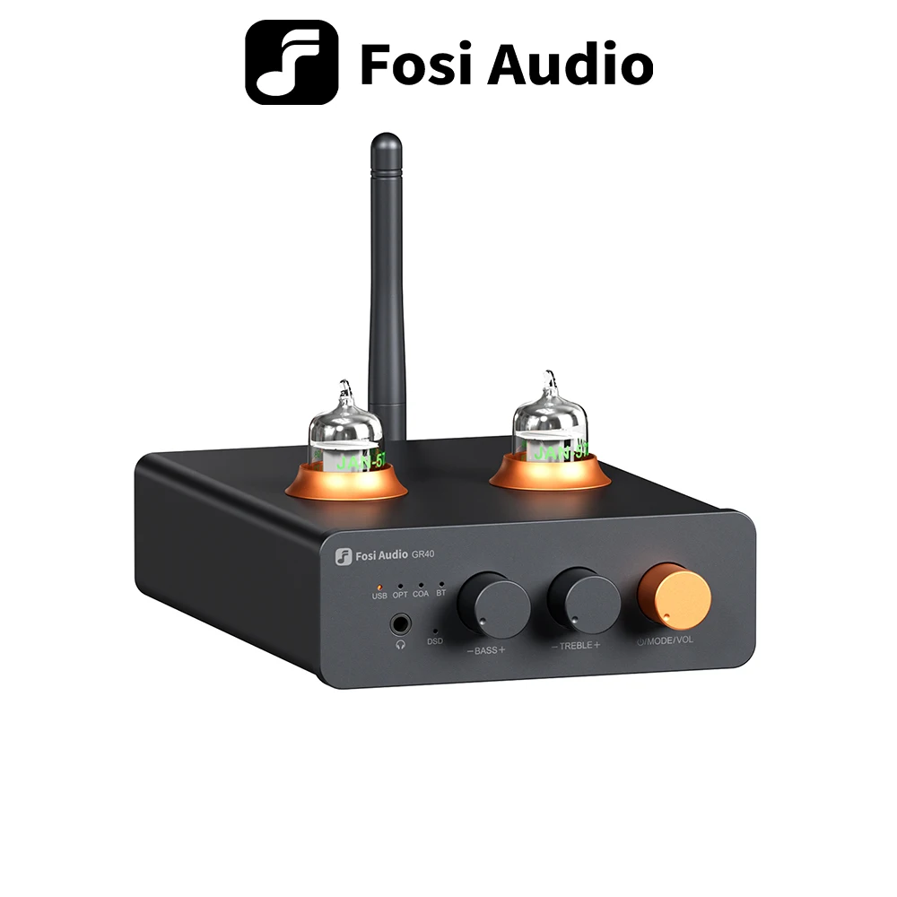 Fosi Audio GR40 Bluetooth USB DAC Headphone Amplifier Tube Preamp and Headphone Amp with 5654W  tubes Compact with V3，ZA3