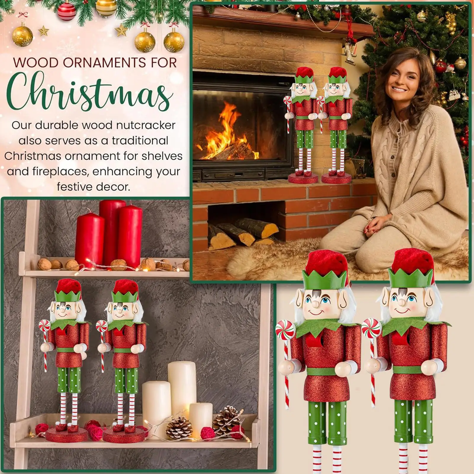 Nutcracker Christmas Nutcrackers Figures Wooden Figurine 14.96in For Holiday Thanksgiving Game Room Dining Table Kitchen