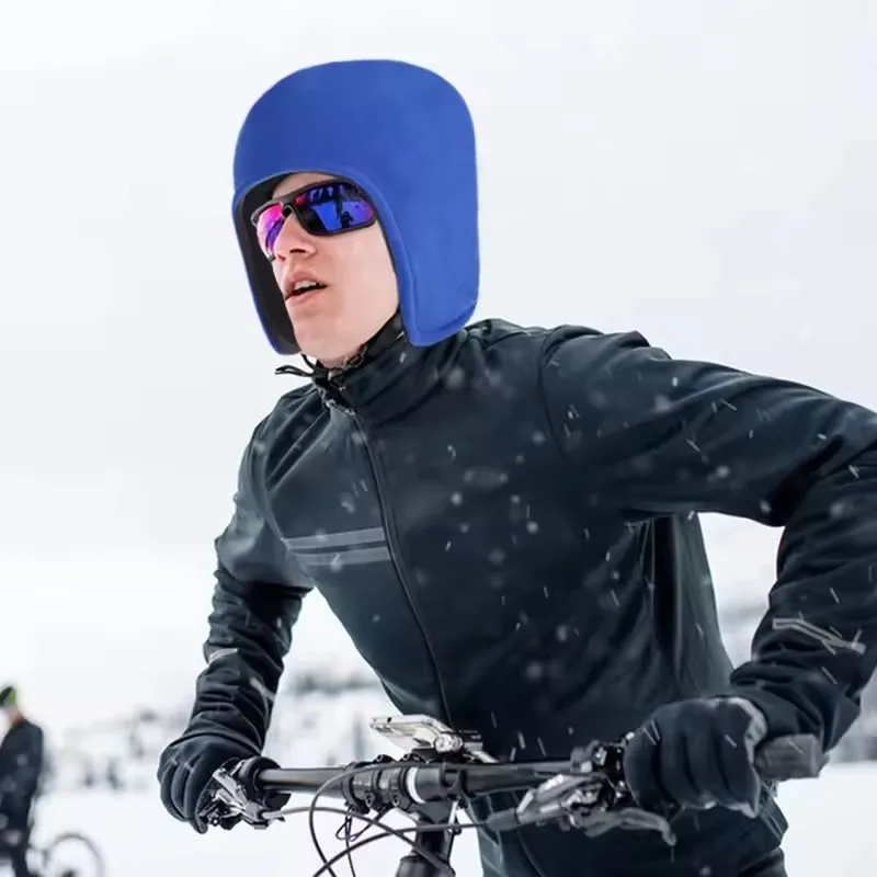 1 قطعة قبعة ركوب الدراجات الحرارية للجنسين قبعة الشتاء الصوف في الهواء الطلق يندبروف سميكة طبقة مزدوجة حماية الأذن لون التباين لركوب الدراجات