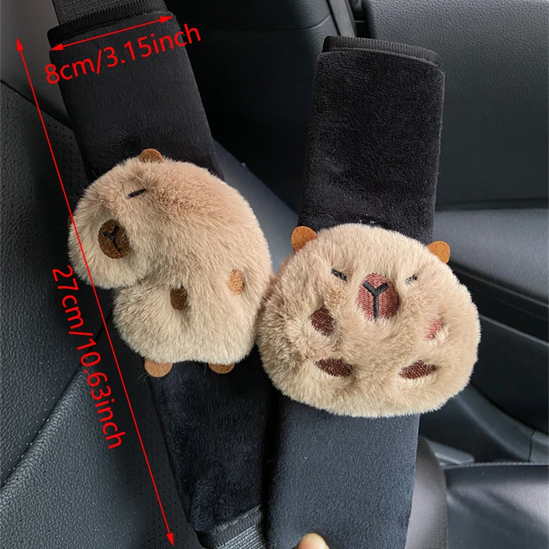 Funda para cinturón de seguridad de coche, muñeco de peluche de capibara de dibujos animados, limpiaparabrisas Kawaii, colgante decorativo, accesorios para automóvil