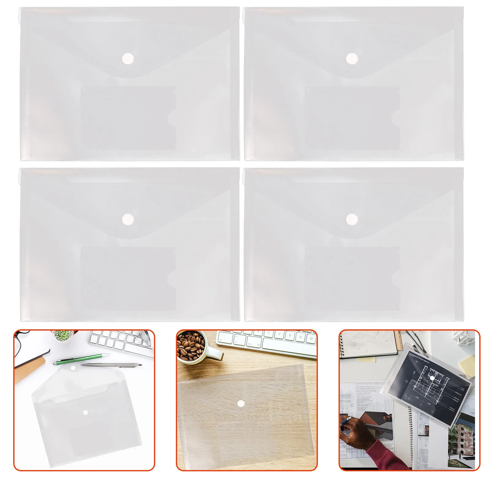 

12Pcs Transparent Document Organizer A5 Size Premium PP Plastic Snap Button File Folder for Receipts Invoices Coupons Tickets