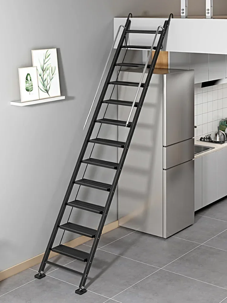 Ladder Household Aluminum Alloy Folding Stairs of Attic Indoor Escalator Thickened Engineering Ladder Mobile Portable