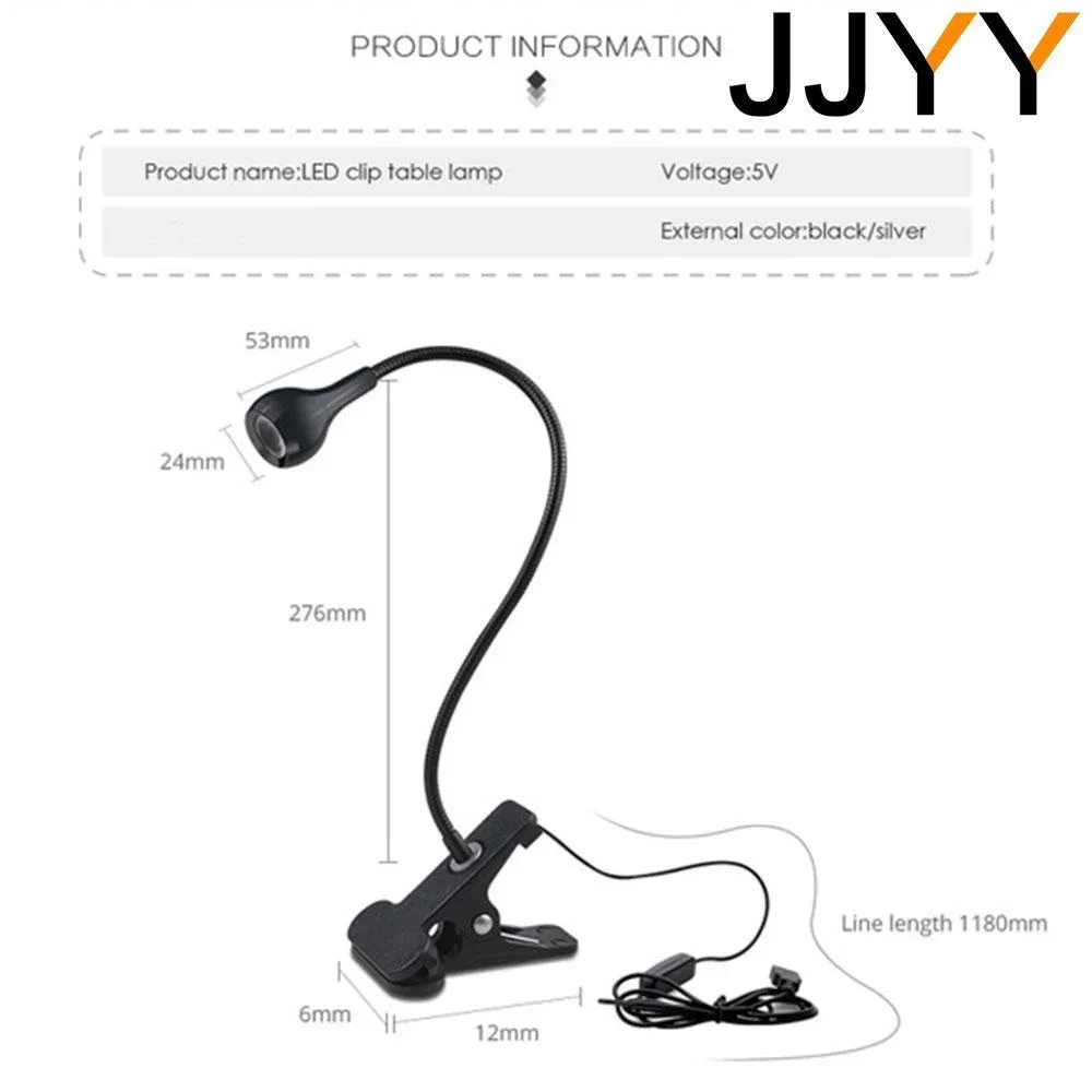 USB Desk Lamp LED Clamp Light 3W Adjustable Hose Book Light for Reading Study Creative Gift