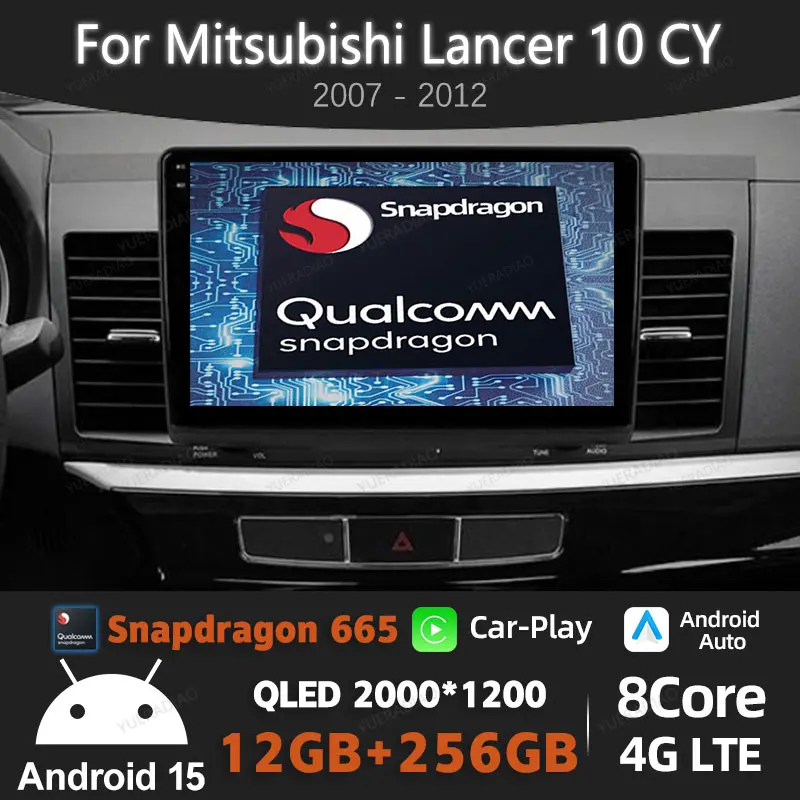 

Android 15 Car Radio For Mitsubishi Lancer 10 CY 2007 - 2017 QLED BT 4G LTE 5G WIFI GPS NAVI Multimedia Video Player Qualcomm