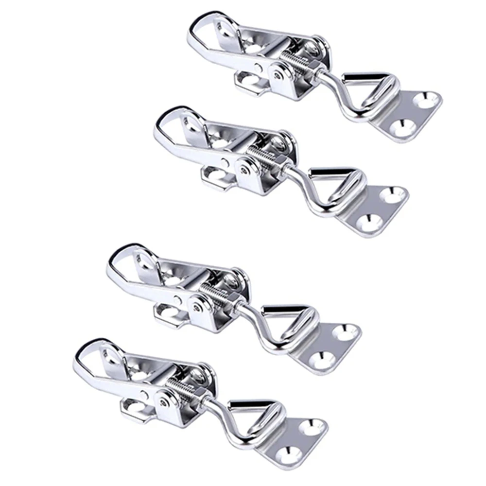 4 Pieces 26.5X75mm Cabinet Boxes Lever Handle Toggle Catch Latch Stainless Steel Lock Clamp Hasp for Boat  Hardware Accessories