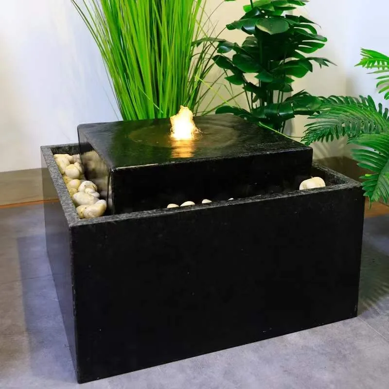 

Водный пейзаж Вращающийся поплавок Квадратный фонтан Гранит Нержавеющая сталь Современный дизайн