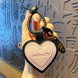 Cartoon Pink Heart-shaped Leather Pendant Keychain Personality Creative Men's Car Women's Bag Key Chain Trinket for Female Gift