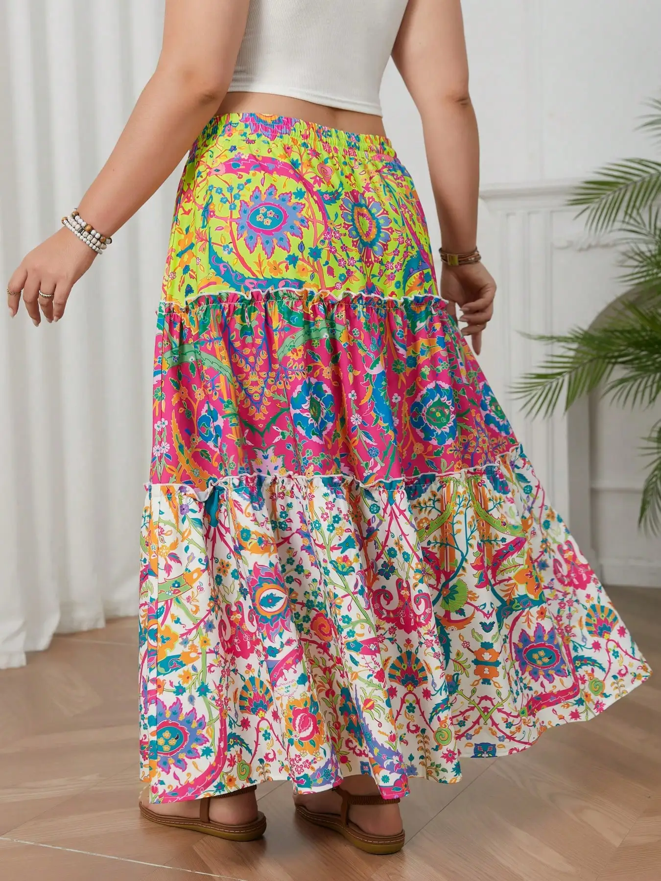 

Женская юбка больших размеров в праздничном стиле с принтом, юбка А-силуэта