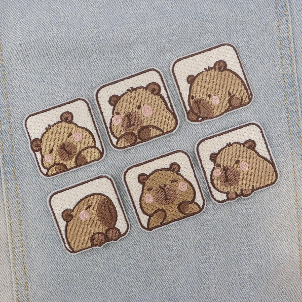 Cartoon Cute Capybara Embroidery Patch Brown Animals Iron On Patches For Clothing Adhesive Patches On Clothes DIY Sew Badges