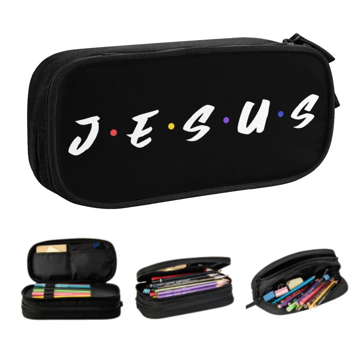 Jesus Christian Customized Korean Pencil Case Boys Gilrs Large Storage Religious Faith Pencil Bag Pouch Students Stationery