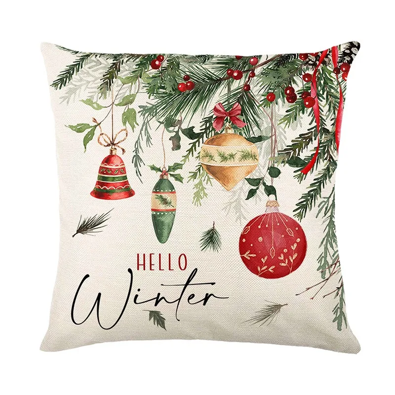 

45cm Christmas Wreath Pillowcase Xmas Tree Ball Pillow Cover Merry Christmas Decor Feliz Navidad Happy New Year 2026 Home Decor