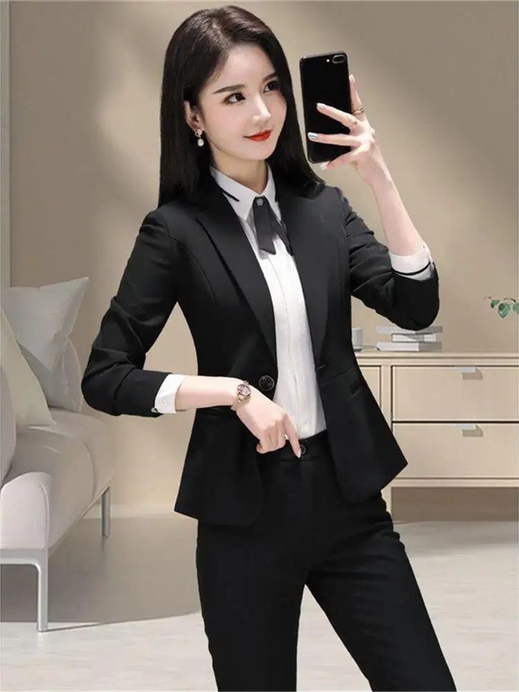 

Bla Suit Set Women's Formal Wear Interview Outfit Hotel Western Sle Coat Work orm ort Size Profional Spring Autumn