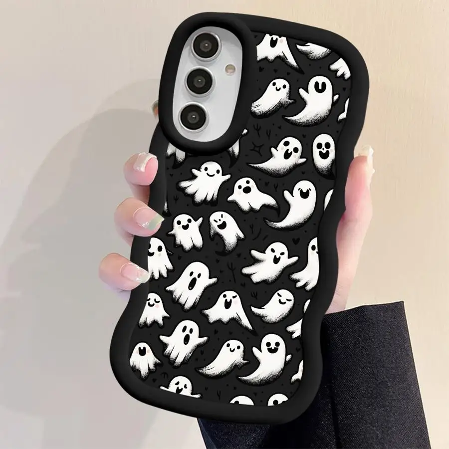Case for Samsung Galaxy A03 A06 A50 A04 A52 A55 A05 A51 A73 A20 A30 A02s Soft Phone Cover Halloween Cartoon Ghost