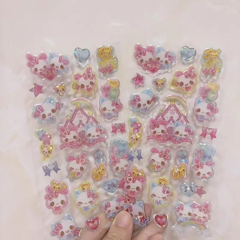 اليابانية Kawaii Fuwa Fuwa Shabon Uschan الرجعية سلسلة ملصقات الإبداعية الكرتون القط الأرنب جراب هاتف ملصقات المكافآت الزخرفية