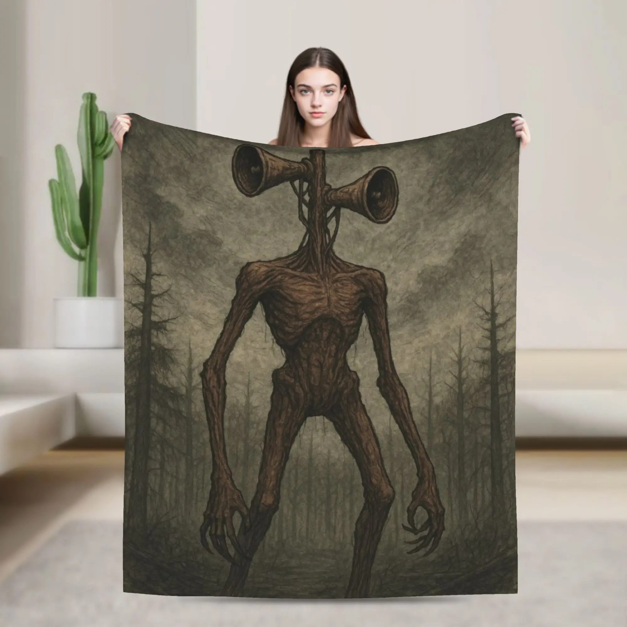 Siren Head In Dark Forest Blankets Fleece  Cozy Lightweight Thin Throw Blanket for Sofa Rug Piece