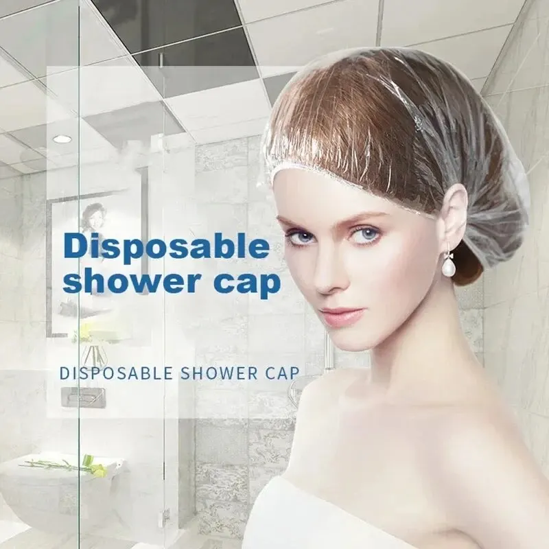 100/200/500/1000 Pcs Disposable Shower Cap for Extension Clear Beauty Hair Hat Shower Cap Elastic Mesh Shape Waterproof Bath Hat