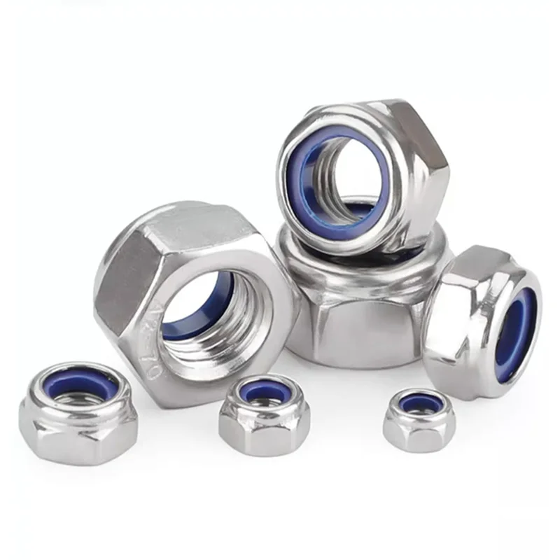 1/2/5/10/20pcs M2 M2.5 M3 M4 M5 M6 M8 M10 M12 M14 M16 M20 hexagonal nylon locknut, 304 stainless steel screw cap lock nuts