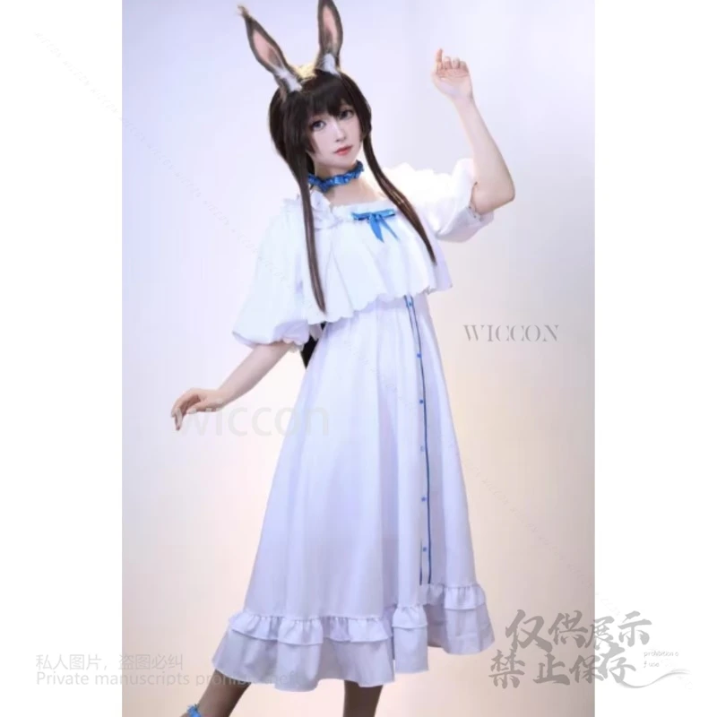 Game Arknight Amiya Irelia Cosplay Costume Lace Bow Princess Dress Nightdress Sleepshirt Role-play Suits Women Summer Halloween