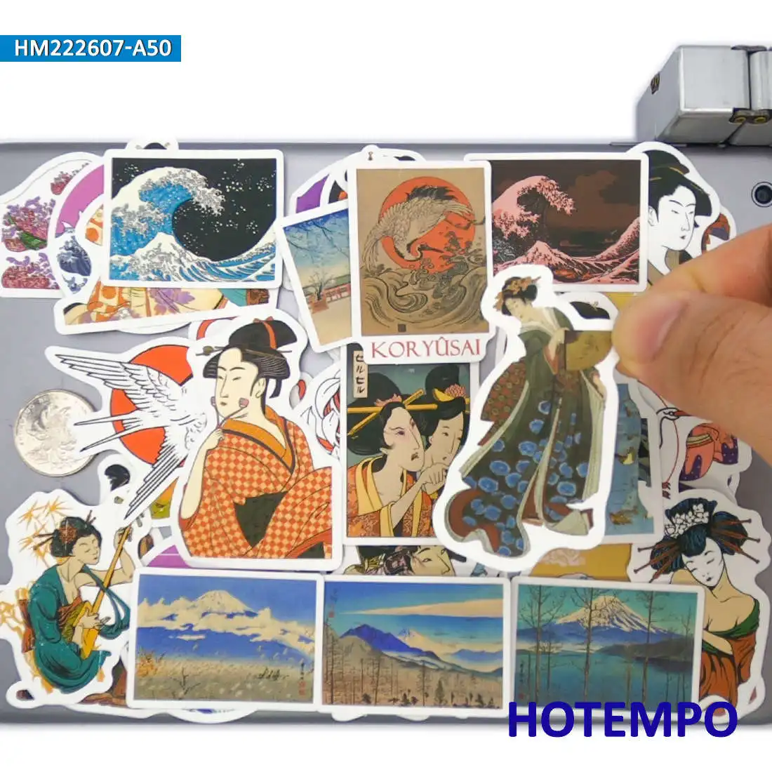 50PCS Japan Ukiyo-e Painting Art Pattern Waterproof Sticker for Laptop Phone Suitcase Skateboard Bike Motorcycle Car Sticker Toy