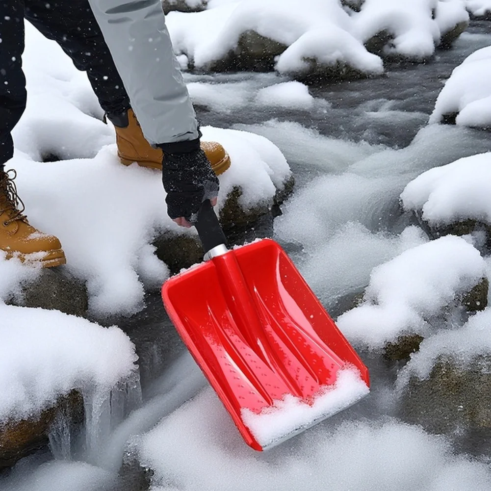 Telescopic Snow Shovel With Aluminum Alloy Handle Large Capacity Plastic Blade For Winter Outdoor Car Driveway Clearing Garden