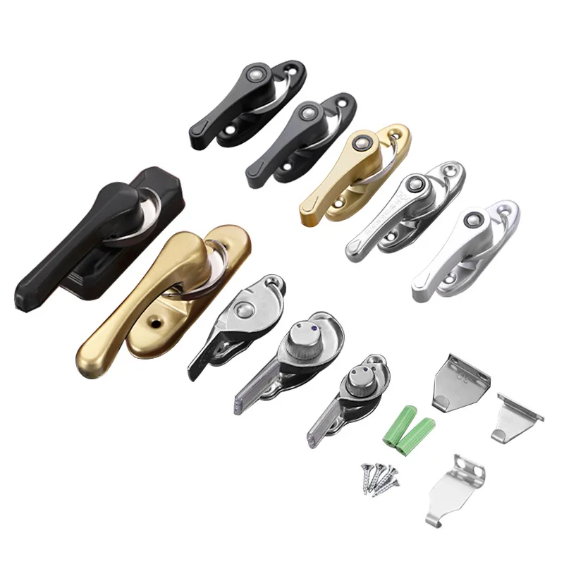 New Stainless Steel Universal Crescent Lock with Hook Aluminum Doors and Windows Hook Lock Child Safety Window Lock Buckle.