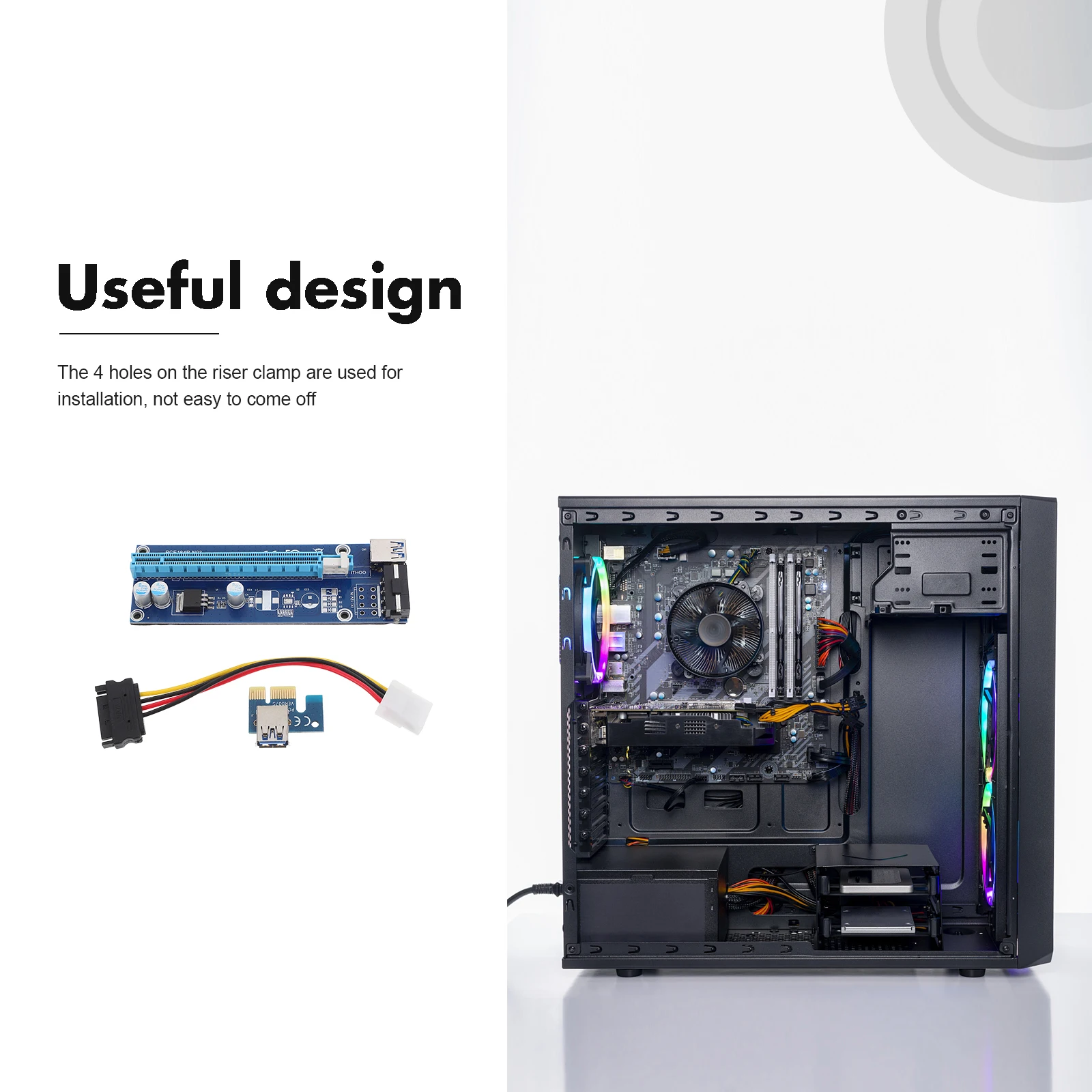 

PCIe Extender GPU Adapter Card PCI E 1x to 16x Pcb Mining Riser Cable Extension Board LED Indicator Practical Easy Use Computer