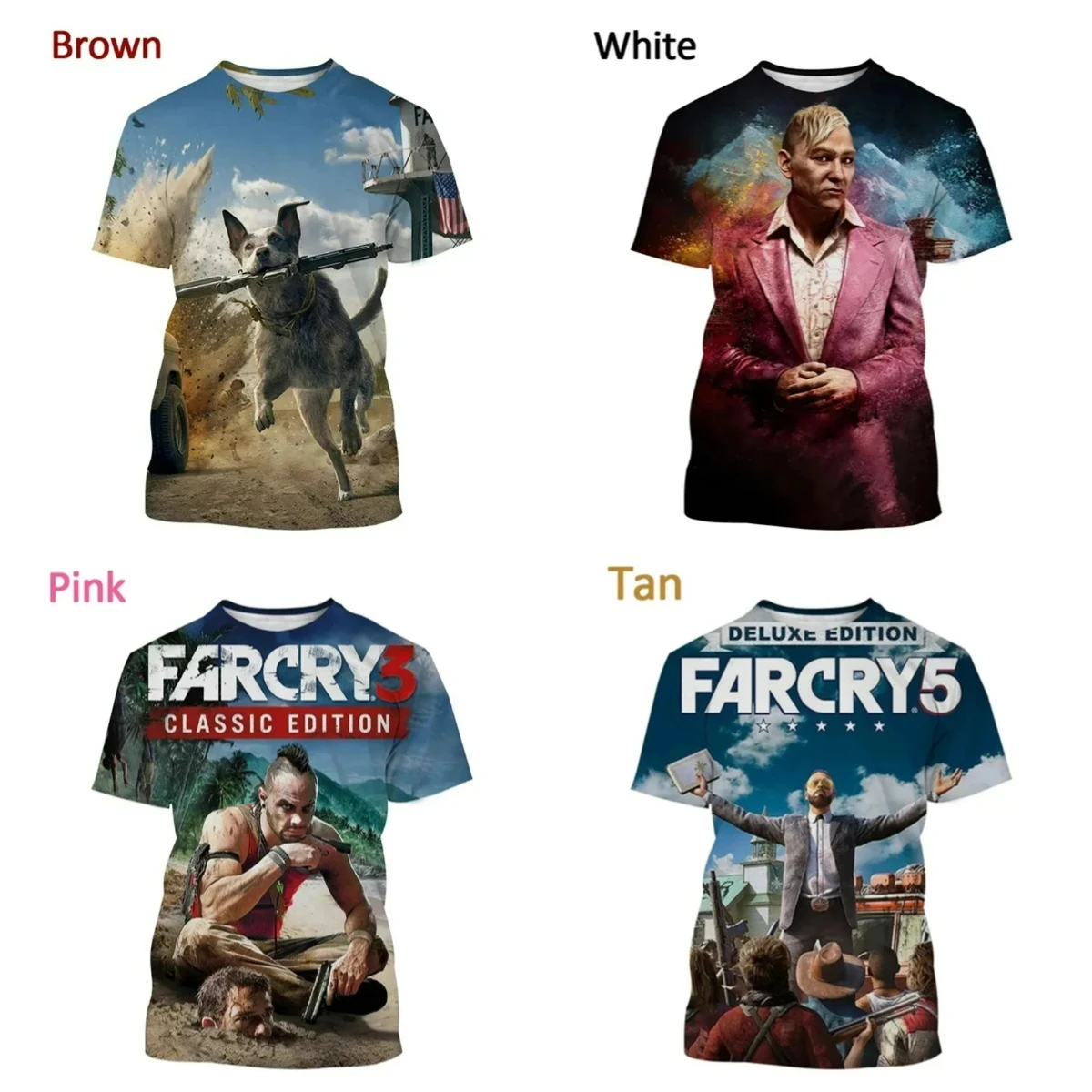 

Горячие игры Far Cry Deluxe, футболка с 3D принтом, мужская летняя модная футболка с короткими рукавами, уличная классическая быстросохнущая футболка MOTO