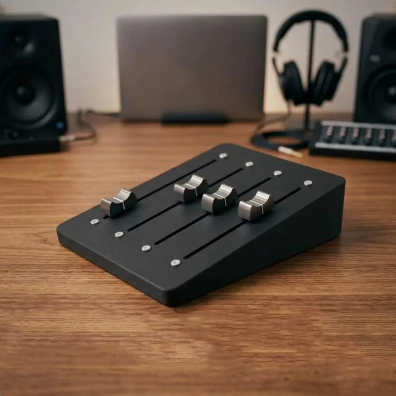 Portable MIDI CC Controller With 4 Long-Throw Faders Angled Ergonomic For DAW Production Mixing