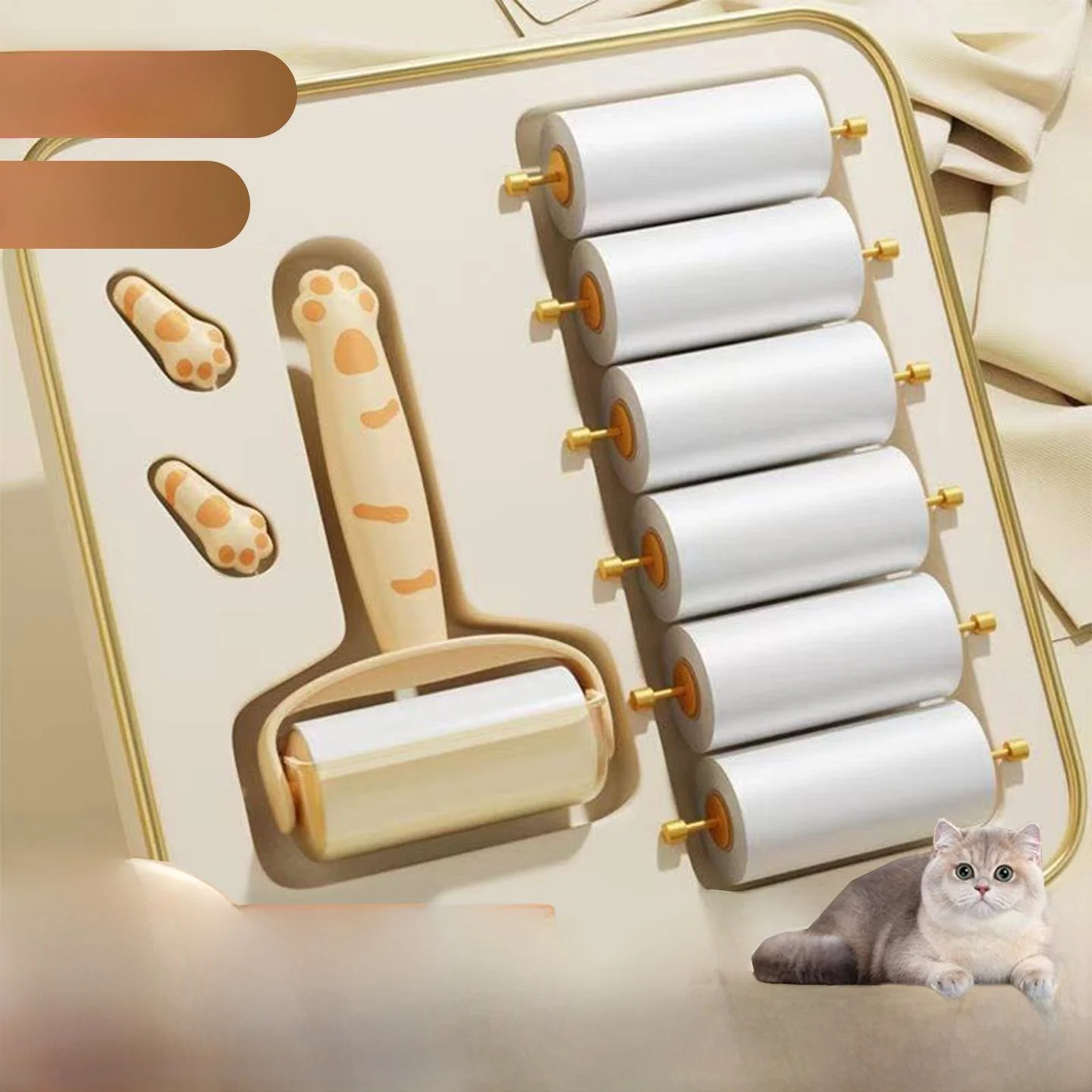 剥がせる粘着式ヘアリムーバーローラー-賃貸住宅用-猫の毛-強力粘着-衣類のほこり掃除ツール