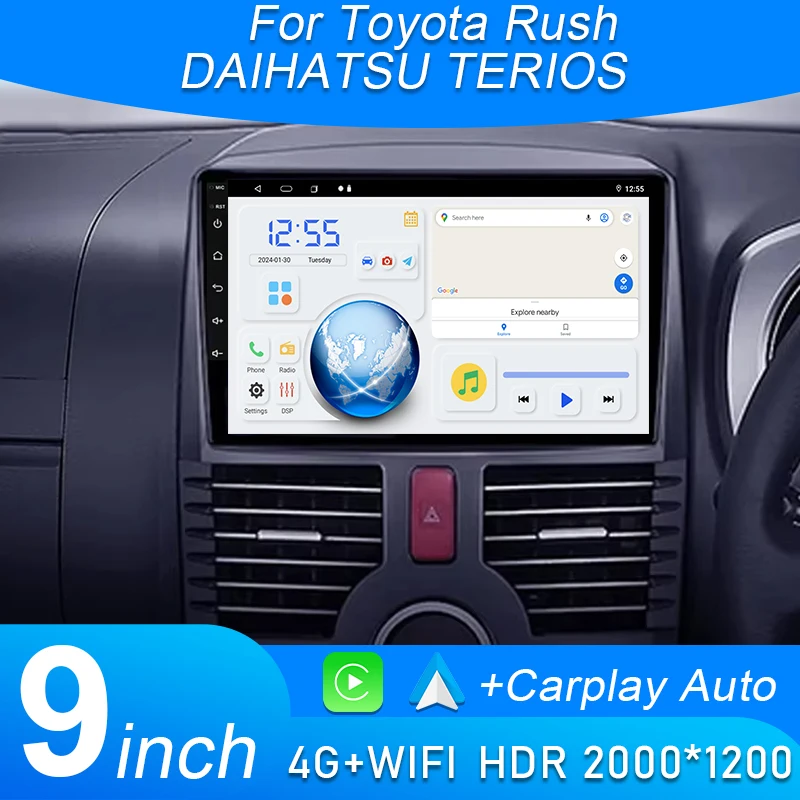 

Android 15 Carplay для Toyota Rush DAIHATSU TERIOS мультимедийный автомобильный GPS-плеер навигация сенсорный экран стерео радио без 2 Din DVD