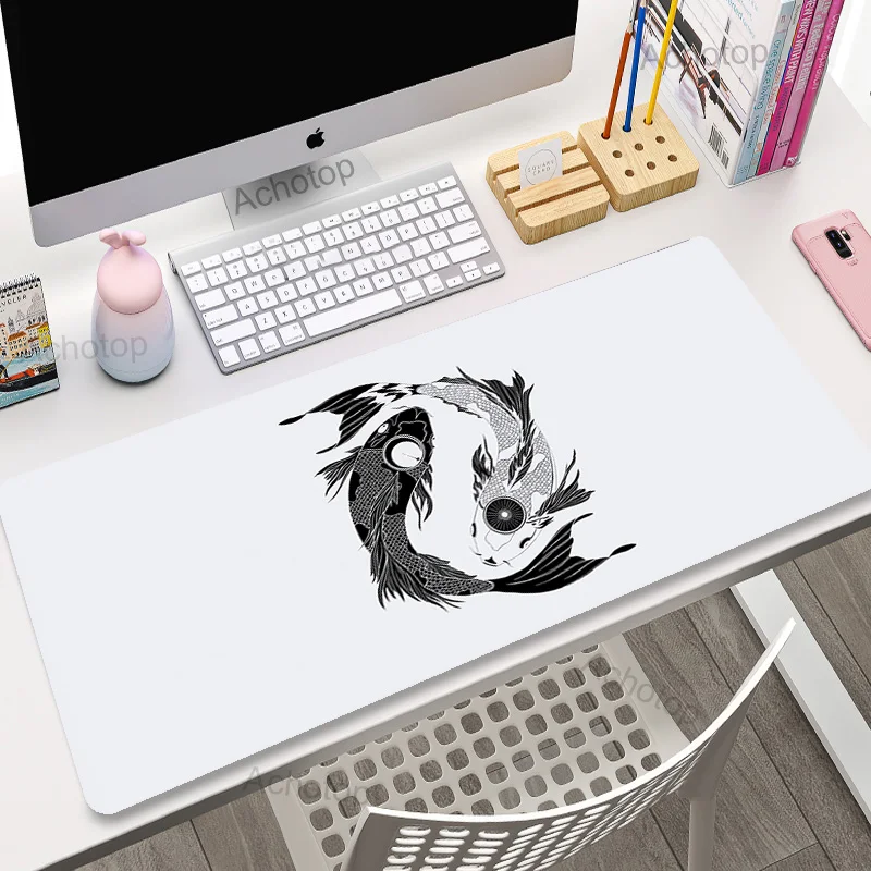 Koi Fish 40x90cm XXL Mousepad Large Gaming Desk Mat Keyboard Mats Yin Yang Mouse Mat Art Desk Pads For Gift Mouse Pad 100x50cm