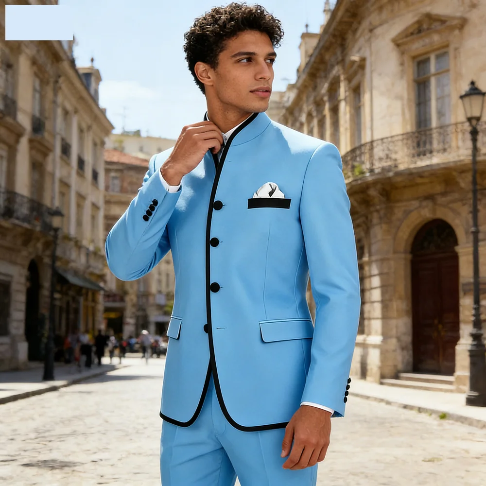 

Luxurious Men's Naval Suits High-Quality Business Formal Occasion Unique Single Breasted Special Customizable 2-Piece Tuxedo