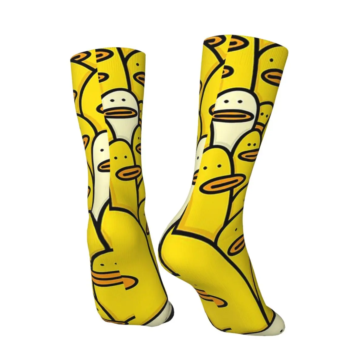 All Seasons Cartoon Yellow Rubber Duck Pattern Socks Harajuku Sport Middle Tube Socks Stockings for Men Women Valentine's Day