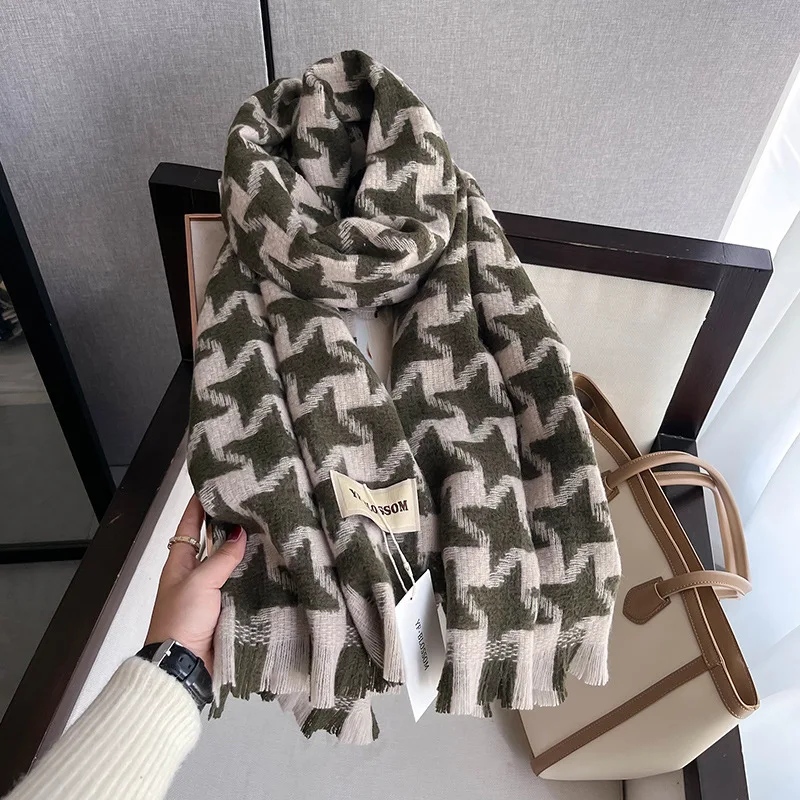 

2023 Korean plaid imitation cashmere scarf for autumn and winter warmth versatile scarf for neck and long scarf for warmth shawl