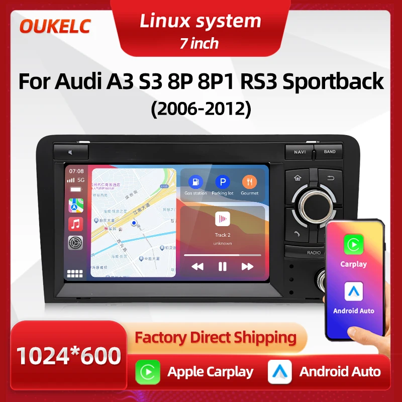 

Wireless Carplay Auto Radio Android Car Multimedia Player For Audi A3 8P 1 3-door Hatchback RS3 Sportback Linux Navigation 2Din